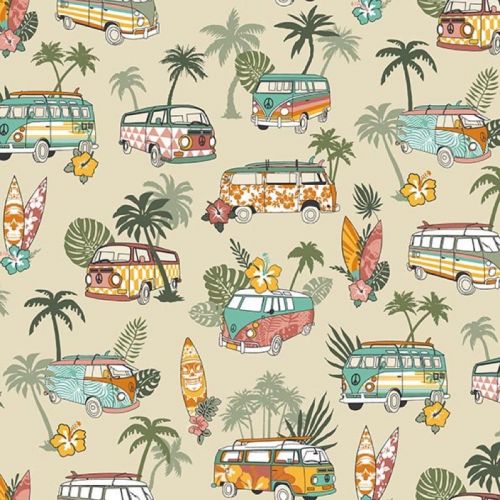 Tissu motif vans et surf