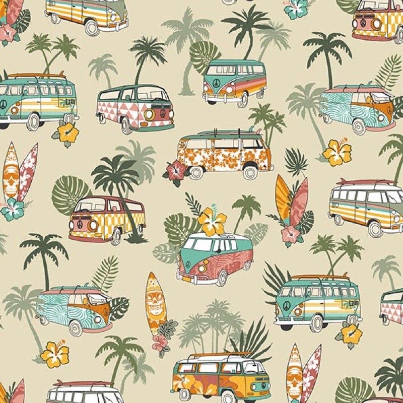 Tissu motif vans et surf Tissu motif vans et surf