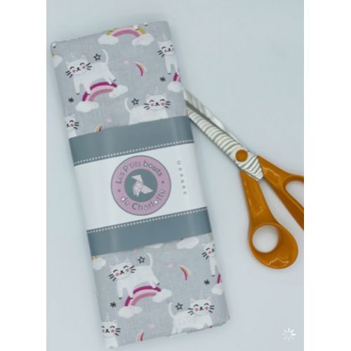 Tissu à motif enfant chat licorne Milk
