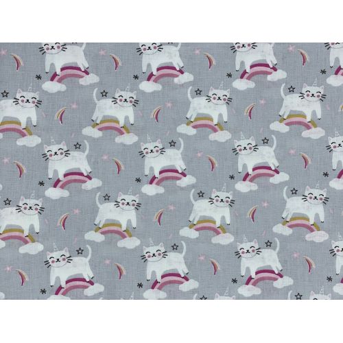 Tissu à motif enfant chat licorne Milk