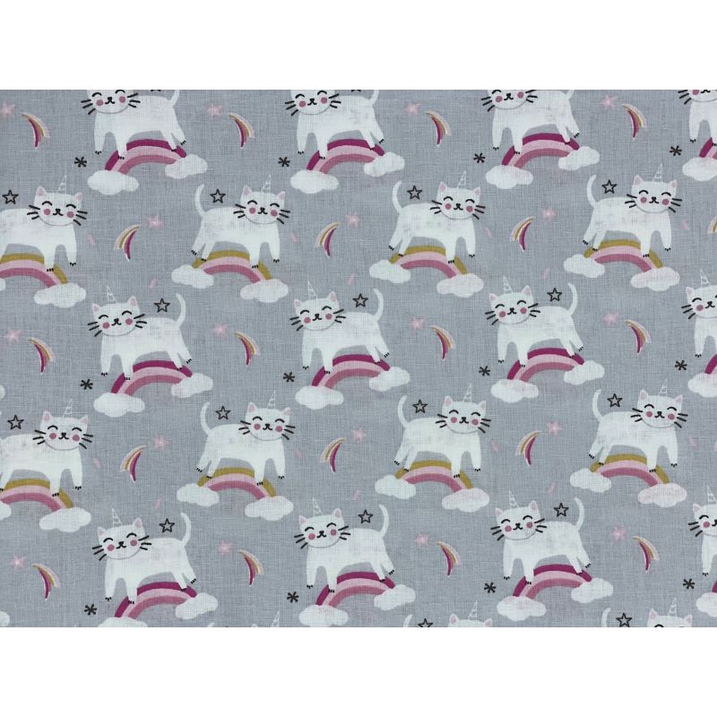 Tissu à motif enfant chat licorne Milk Tissu à motif enfant chat licorne Milk