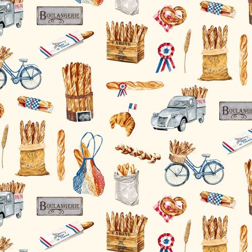 Tissu à motif France Baguette française