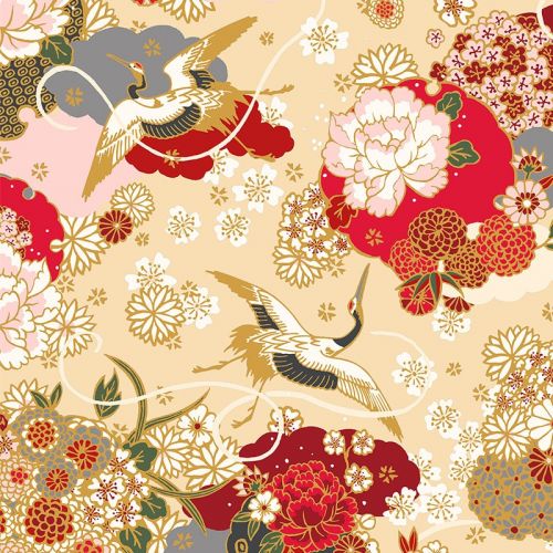 Tissu à motif japonais Ikebana