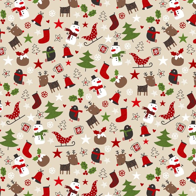 Tissu motif de Noël Ambiance d'hiver