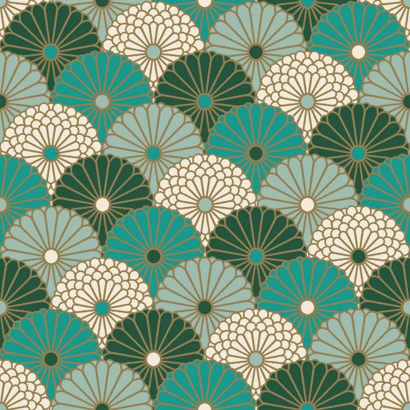 Tissu à motif éventails japonais Hiro Tissu à motif éventails japonais Hiro