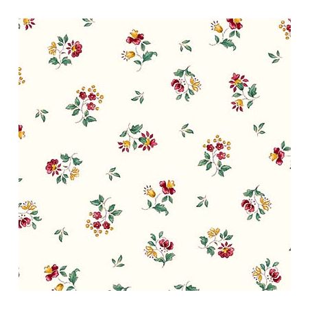 Mélange de coton écru à rayures rouge et bleu - Vente de