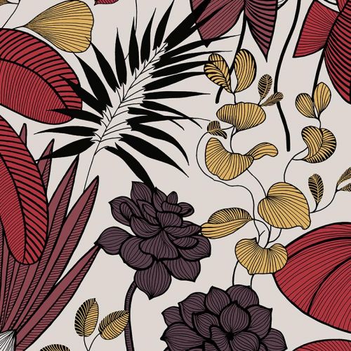 Tissu Palace motifs grandes feuilles Jakarta