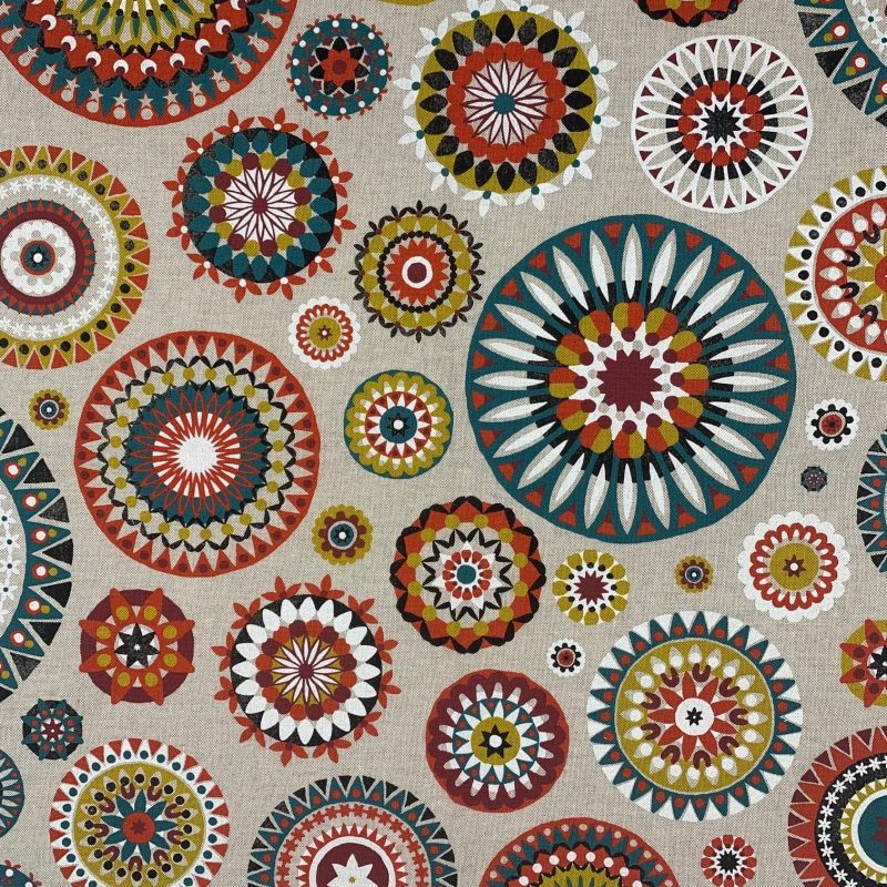 Tissu motifs cercles Mandalas