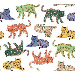 Tissu coton motif tigres Rajah