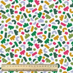 Tissu coton motifs formes...