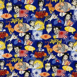 Tissu motifs japonais manga...