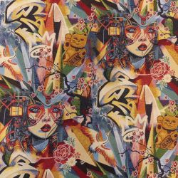 Tissu jacquard graffitis...