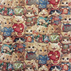 Tissu jacquard motif chat...